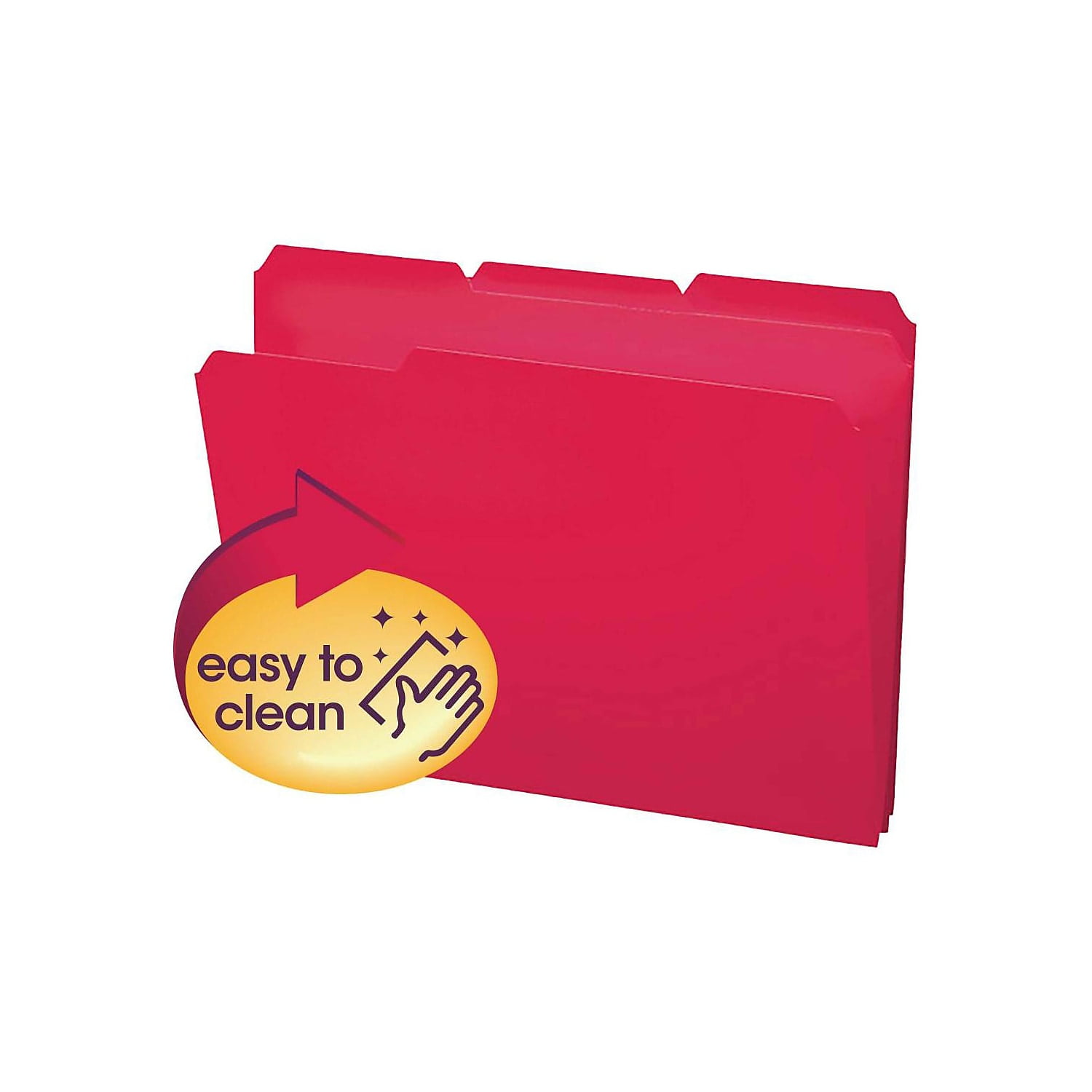 Smead 10501 Waterproof Poly File Folders, 1/3 Cut Top Tab, Letter, Red, 24/Box