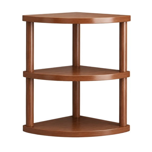 Vintage Walnut Semi-Circular 3-Tier Kitchen Corner Shelf Curved Counter Decor Storage Rack Minimalist Farmhouse Organizer For Apartment Dorm Small Kitchen Corner Holder