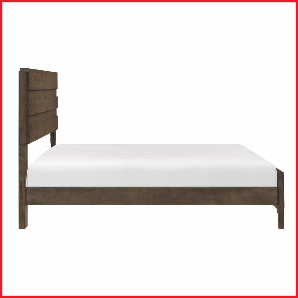 Eastern King Size Solid Rubberwood Panel Bed Frame Dark Walnut Finish for Master Bedroom