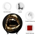 thumbnail image 4 of Salouo Golden Lips Modern Sculpture Pattern Bone China Decorative Plate,Holiday Decor Decorative Ceramic Plates with Stand Elegant Home DéCor for Hallway/Living Room/Bedroom-7in, 4 of 6