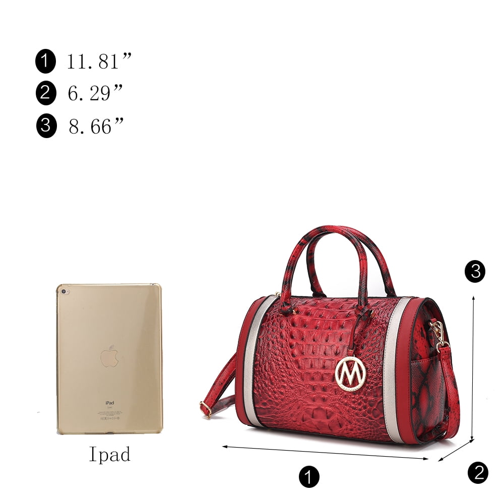 MKF Collection Vegan Leather Satchel Bags for Women, Crocodile-Embossed Purse Handbag by Mia K. Brown
