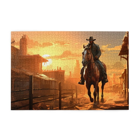 1000 PCS Vintage Western Cowboy Puzzles For Adults 1000 Pieces,Relieve Stress And Enjoy The Fun Of Solving Puzzles,Ideal For Relaxation And Family Fun,Adults Wooden Puzzle