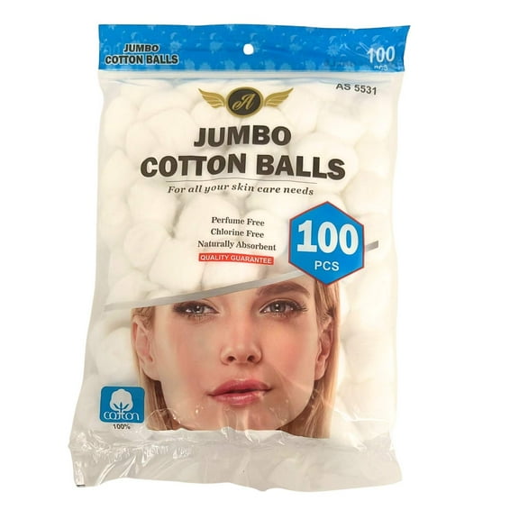 White Jumbo Cotton Balls: 100CT