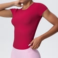 thumbnail image 6 of Odbmxy Yoga T Shirts for Women Short Sleeve Summer Womans Tops Red Fitness Casual Slim Plain Running Tops, 6 of 8
