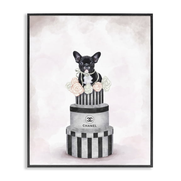 Stupell Industries Art Deco Fashion Box Stack Dog Pink Black Framed Giclee Art, 16 x 20, by Ziwei Li