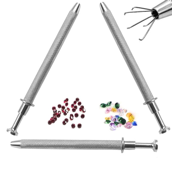 OdontoMed2011 Set of 3 Pieces 4.5" Bead Ball Diamond Grabber Holding Tool For Easy Pickup 5 Prong Claw Stainless Steel
