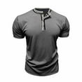 thumbnail image 4 of YUGYXL Men's Shirts Mens Henley Shirt Pullover Solid Color Casual Tees Fashion Short Sleeve Tshirts Workout Oversize Dark Gray L, 4 of 8