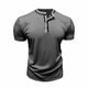 thumbnail image 4 of Tops para hombre, blusas y camisas de manga corta con cuello redondo para hombre, camisas casuales de verano de color liso, camisa de manga corta con botones y cuello redondo, camisa de poliéster para, 4 of 8
