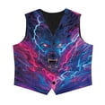 thumbnail image 4 of Garronmavis Cool Wolf Boys Outerwear Vests Lightweight Sleeveless Slim Fit Casual Vests Outfit Fashion 3-button Single Breasted Closure & 2 Slit Pockets Warm Fall Winter Coats, 4 of 7