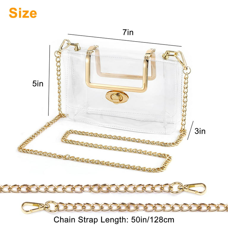  Womens Transparent Plastic Gold Handbag Clear Acrylic