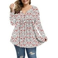 thumbnail image 2 of vbnergoie Christmas Plus Size Tops Women Long Sleeve Cute Print Shirts Pleated Work Casual Tops Womens Baseball Long Sleeve Womens Long Sleeve Tee Shirt Cotton, 2 of 8