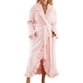 thumbnail image 3 of Premium Womens Plush Soft Robe , Warm, Coral Fleece Bathrobe Pink L, 3 of 9
