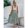 thumbnail image 4 of Women'S Print Long Skirts High Waist Split A Line Full Length Maxi Skirt Green M, 4 of 8