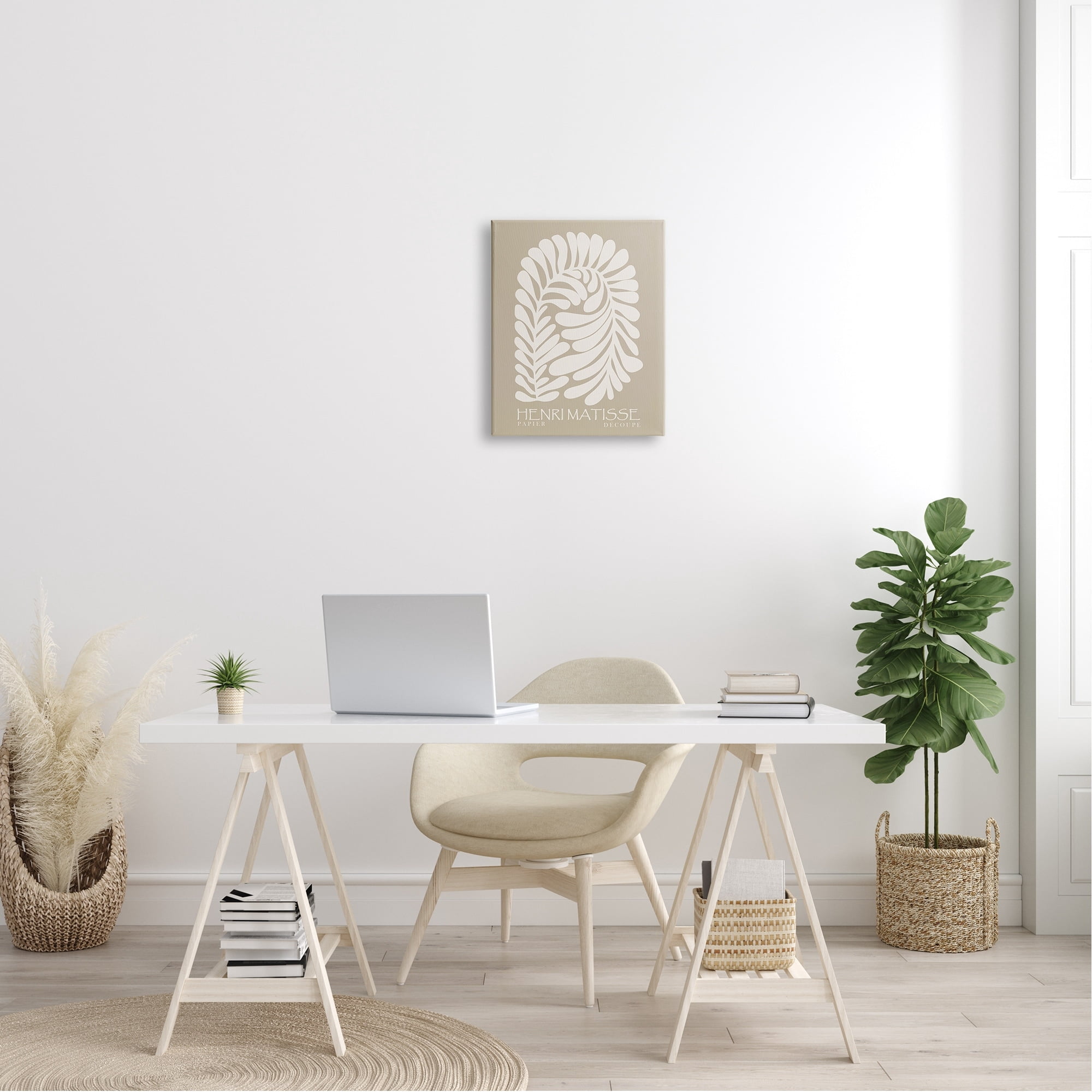 Stupell Industries Neutral Tones Botanical Leaf Pattern Matisse Text Canvas Wall Art, 30 x 40, Design by Ros Ruseva