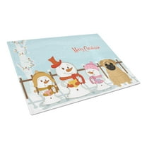 Caroline's Treasures Merry Christmas Carolers Pug Brown Glass Cutting Board Large