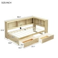 thumbnail image 2 of Harper & Bright Designs Twin Size Daybed with Trundle and Bookcase, L Shaped Daybed with Shelves & USB Ports, Twin Corner Bed Frame with Headboard for Boys Girls Adults, Wood, 2 of 9