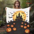 thumbnail image 6 of 1pc Flannel Blanket with 2D Flat Halloween Pumpkin Lanterns and Haunted Castle Pattern, Soft Warm Nap Blanket for Sofa, Office, Bed, Camping & Travel – Versatile All-Season Gift, 2D Flat, 6 of 10