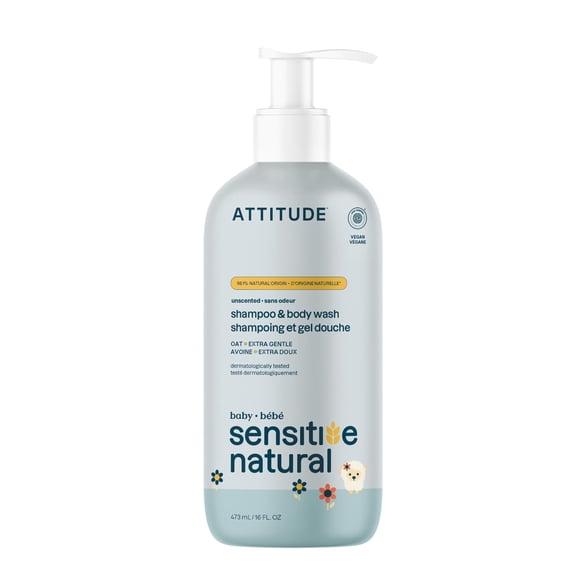 Champú y gel de baño ATTITUDE 2 en 1 Baby 480 ml sin perfume