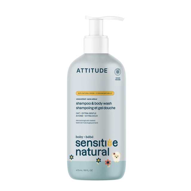 Champú y gel de baño ATTITUDE 2 en 1 Baby 480 ml sin perfume