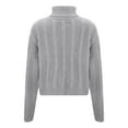thumbnail image 5 of GPOECD Cropped Sweaters For Women Knit High Neck Pullover Short Ribbed Pattern Long Sleeve Soft Warm Winter Casual Turtleneck Top Grey,S, 5 of 5
