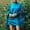 Blue, variant on Women's Solid Color High Neck Blouson Dress Plus Size Elegant Short Dress with Lantern Sleeves Blue，XL