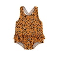thumbnail image 1 of ITFABS Summer Baby Girl Nylon Printed U-shaped Neck Cross Strap Ruffle Swimwear, 1 of 6