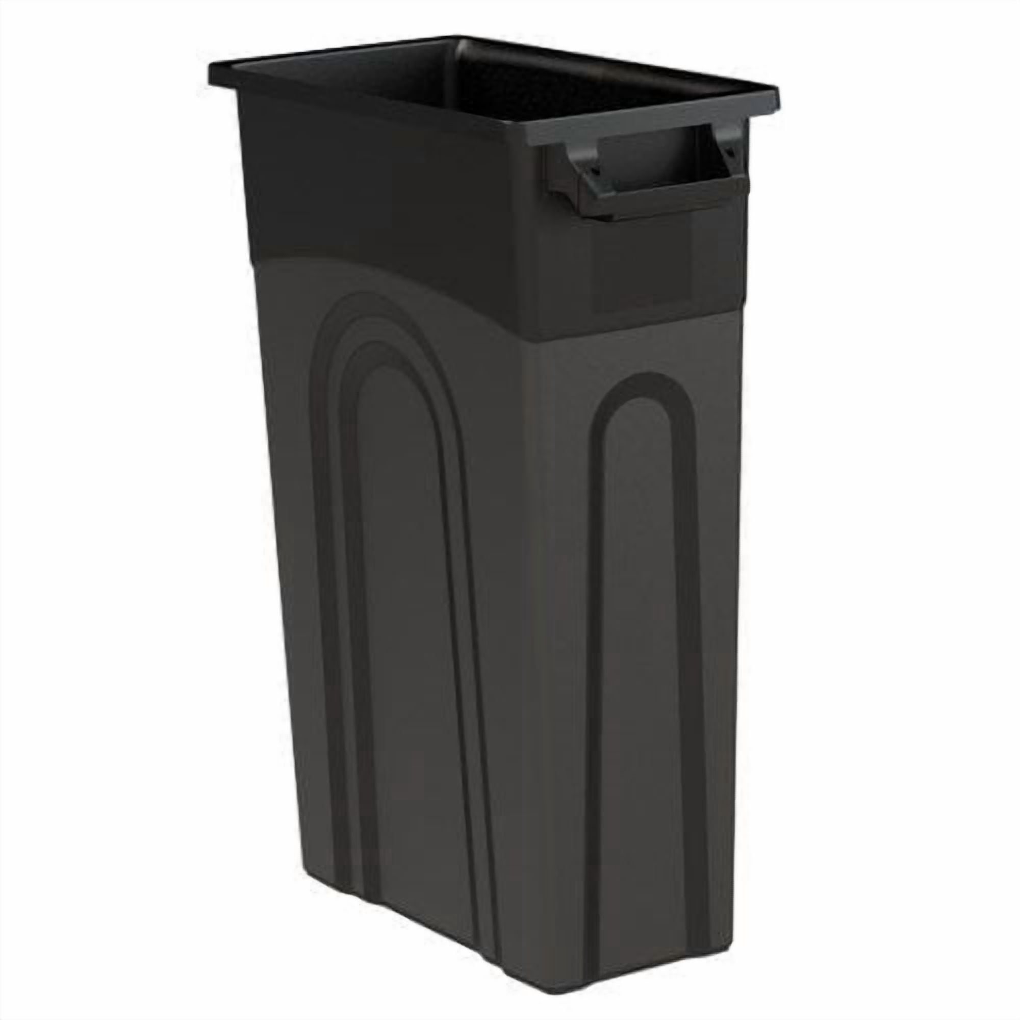 23 Gallon Highboy Trash Can, Heavy Duty Plastic Waste Container - Black - Space Saving Design with Handles & Vented Sides for Easy Bag Removal