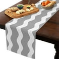 thumbnail image 2 of Table Runner Dresser Scarves 70 Inch Long, Grey White Abstract Sea Wave Linen Dining Table Runners Minimalist Geometry Stripe Art Tabletop Scarf for Wedding Holiday Party Kitchen, 2 of 9
