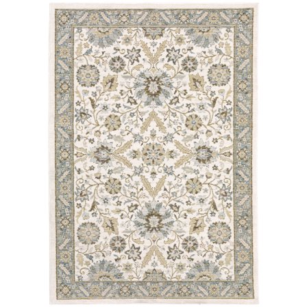 Karrie Traditional Oriental Area Rug, Stone/ Ivory, 5' x 8'
