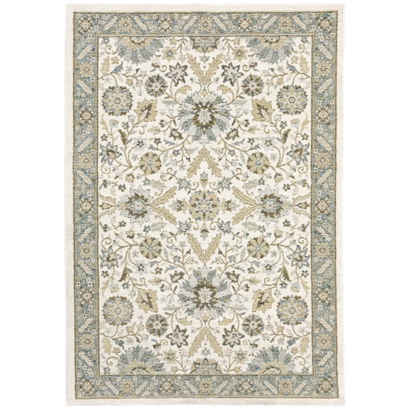 Karrie Traditional Oriental Area Rug, Stone/ Ivory, 5' x 8'
