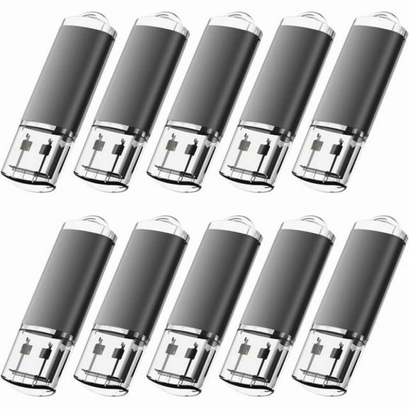 16GB USB Flash Drive 10 Pack,USB 2.0 Sticks Bulk Thumb Drives Memory Stick Jump Drive with LED Indicator for Storage and Backup (16GB10 Pack Black)