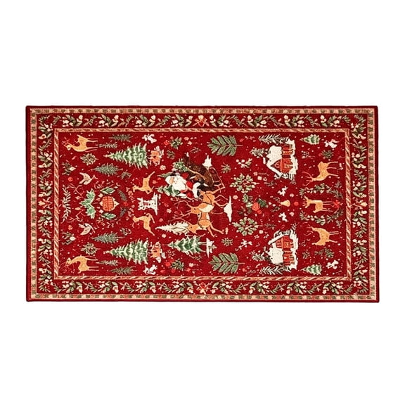 Christmas Door Mat, Nonâ Velvet Welcome Rug, Santa Reindeer Printed Floor Mat for Entryway Indoor Holiday Home Decor