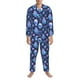 thumbnail image 3 of Balery Skull blue crystal flower Pijama para Hombre de Dos Piezas con Manga Larga, Conjunto de Dormir y Descanso Suave con Bolsillos-X-Large, 3 of 7