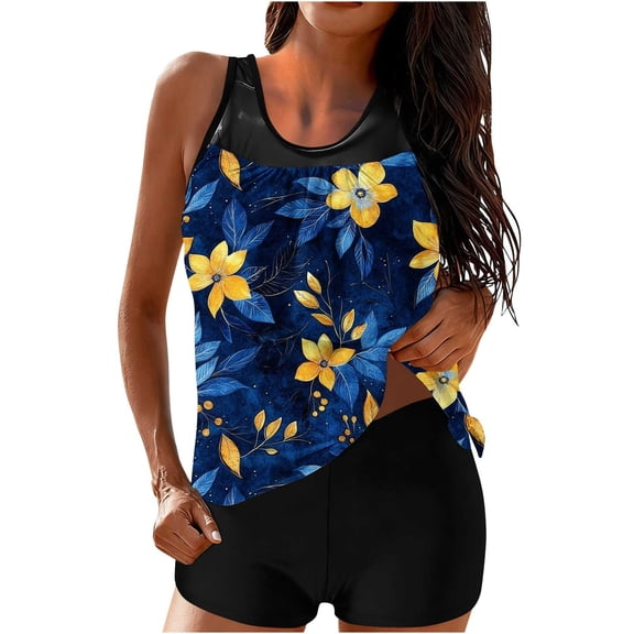TaTaai High Stretch Women Split Printed Swimsuit V Neck Two Piece Bathing Suits Soft Quick Dry Beachwear Adjustable Straps Push Up Tops Summer Pool Party Gift
