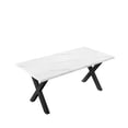 thumbnail image 4 of 70.87"Modern Square Dining Table with Printed White Marble Table Top+Black X-Shape Table Leg, 4 of 10