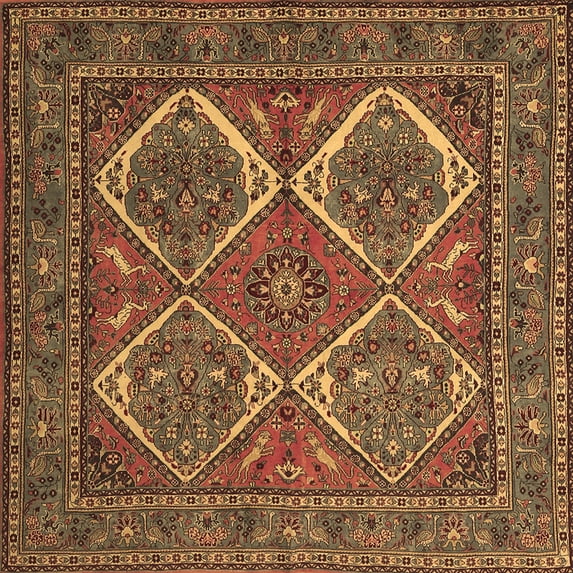 Ahgly Company Indoor Square Persian Brown Traditional Area Rugs, 3' Square