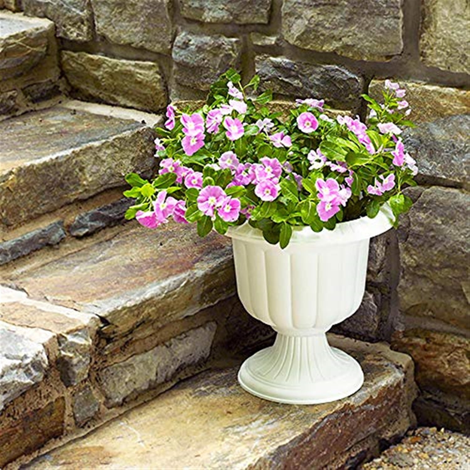 Root & Vessel Classic Urn Planter, 14-Inch, White – Elegant, Lightweight, Weather-Resistant Flower Pot for Indoor & Outdoor Use