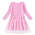 thumbnail image 3 of COM1950s Robe Longue avec Manches, Robe en Coton à Manches Longues et Col Rond pour Filles avec Empiècements en Mesh, Jupe Décontractée Ample et Confortable, Robe d'Été Décontractée, 3 of 4