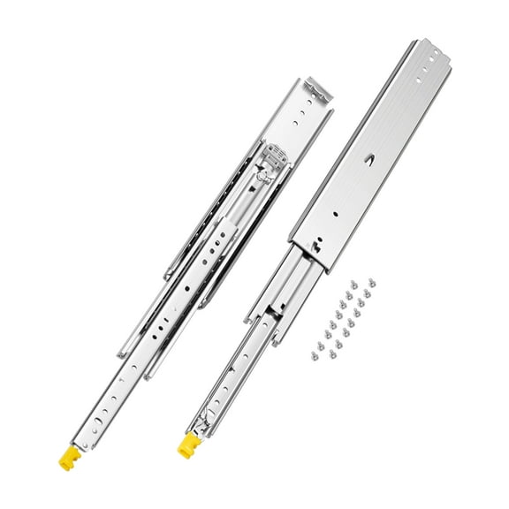 VEVOR 1 Pair Full Extension Drawer Slides 18 20 22 28 30 32 36 38 40 44 48 52 56 60 in, 500 lbs Load Capacity Locking Drawer Slides, Ball Bearing with Lock Side Mount Drawer Slide Rail