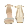 thumbnail image 5 of BLISSFUL STEP Satin Rhiness Open Toe Block Heel Sandals for Women Champagne (Size 8.5), 5 of 6