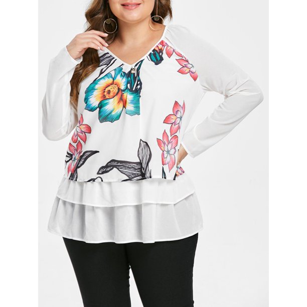 Blusa con cuello en V floral Rosegal Sudaderas y sudaderas con capucha