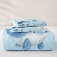 thumbnail image 5 of jejeloiu Watercolor Ocean Life Twin Quilt Set,Whale Print Twin Coverlet Set For Boys,Blue White,2 Pieces, 5 of 7