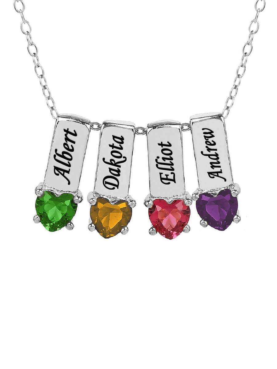 Personalized Family Charm Pendant with Up to 6 Heart-Shaped Birthstones