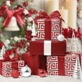 thumbnail image 6 of Reversible Geometric Wrapping Paper, 17 Inch x 33 Feet (47 sq.ft) Greek Key Pattern and Solid Red Design for Christmas, Holiday, Season Party Celebration, 6 of 7