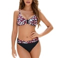 thumbnail image 1 of Traje de baño para mujer, 2 piezas, cuello en V, tirantes finos, elástico, ajustable, estampado, bikini, traje de baño rojo XXL, 1 of 7