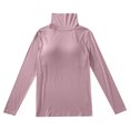 thumbnail image 3 of Women's Fall Long Sleeve Square Neck T Shirts with Built-in Shelf Bra Ribbed Knit Slim Fit Casual Basic Tops,Pink,XXL, 3 of 8