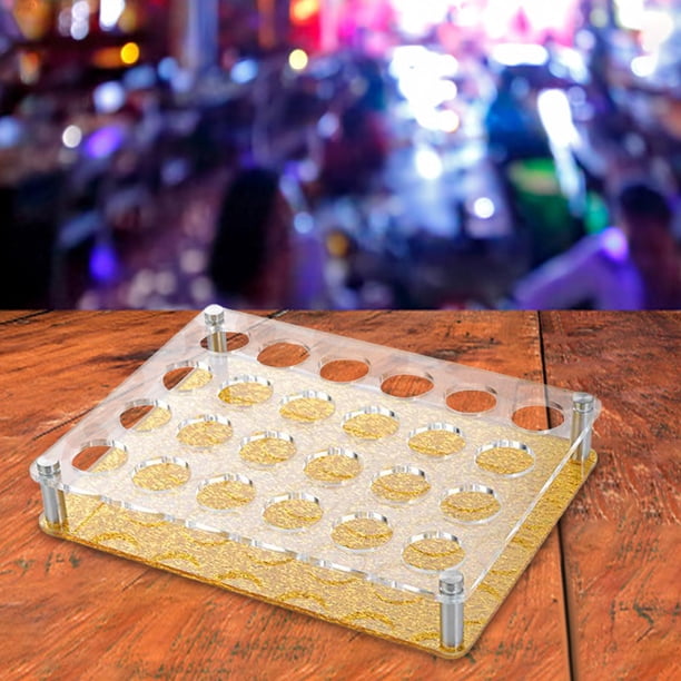 Bandeja para vasos de vidrio Agujeros redondos Soporte para vasos Estante de almacenamiento para tazas de té Organizador de cristalería BLESIY Áurea 24 hoyos jarra de cerveza de vino