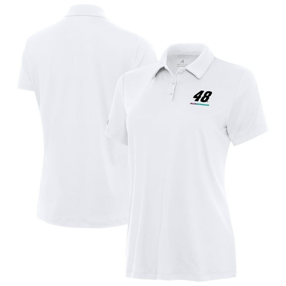 Women's-Antigua White Alex Bowman Reprocess Polo