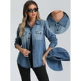 thumbnail image 2 of DARING DIVA Women's Trendy Long Sleeve Button Down Washed Denim Jacket XS Light Blue, 2 of 6