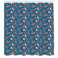 thumbnail image 3 of Ambesonne Cartoon Shower Curtain, Fox Heart Dots, 69"Wx70"L, Dark Salmon Azure Blue, 3 of 3